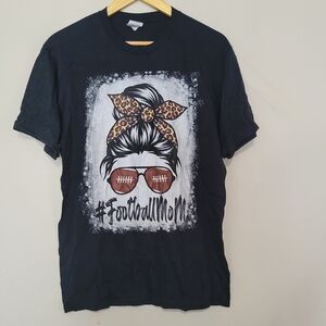 Football Mom Black T-Shirt Size M